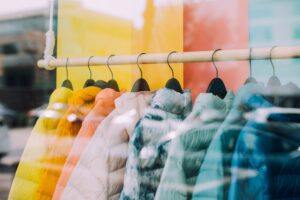clothes hanging in retail market